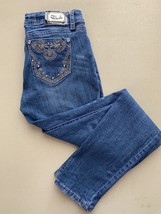 Grace in L.A. Jeans Juniors Size 11 Blue Skinny Embroidered Bling Rhinestones - £19.60 GBP