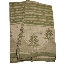 Vintage Green &amp; White Cotton Holiday Hand Towels set of 2 Kitchen Towels Christm - £8.70 GBP