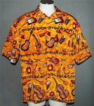 VTG Box Office Island Drums Guitars Violins Flowers Leis Shirt Mn&#39;s XL /... - $32.99