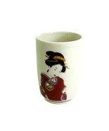 Vintage Geisha Girl Saki Tea Cup 3.25&quot; x 2&quot; Hand Painted Porcelain Japan - £10.95 GBP