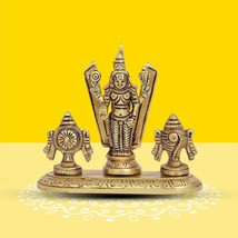 Lord Balaji Idol 100% Pure Brass Venkateswara Balaji Idol with Shank Cha... - $79.19