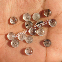 4x4 mm Round Natural Black Rutile Cabochon Loose Gemstone Lot - £9.41 GBP+