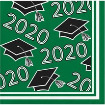 Class of 2020 Green Black 36 ct Value Size Graduation Beverage Napkins - £3.97 GBP