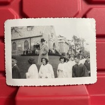 Kids Walking Outside Catholic Church 4 1/2 x 3 1/8 Photograph Pre Owned 1946 - $8.99