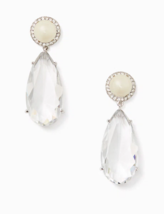 Kate Spade Glitz and Glam Drop Earrings Crystal Pearl Pave Statement Clear White - $49.49