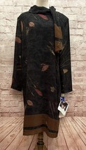 Vintage Willi of California dress sz 16 NEW Chemise Shift Gray Fall Leaf 80/90&#39;s - £58.47 GBP