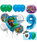 17pc TMNT Teenage Mutant Ninja Turtles Deluxe Balloon Bouquet - Blue Num... - £27.23 GBP