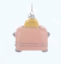 Kurt S. Adler 5&quot; Pink Vintage Style Retro Toaster Glass Christmas Ornament - £11.95 GBP