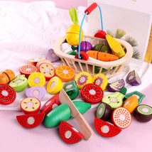 Wooden Vegetable Magnetic Children&#39;s Play House Cut Fruit Toys - £45.87 GBP