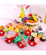 Wooden Vegetable Magnetic Children&#39;s Play House Cut Fruit Toys - £46.30 GBP