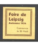 Germany Leipzig Fair 1934 Publicity Stamp - $56.26 MXN