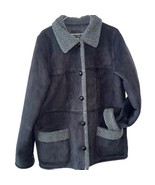 Ralph Lauren Womens 1x XL Faux Black Suede Shearling Coat Jacket Grey Sh... - €42,32 EUR