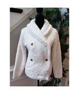 Boxercraft Audrey Coat Womens XS White Sherpa Fleece Shawl Neck Double B... - $51.45 CAD
