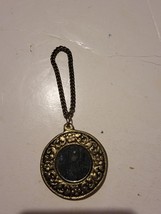 Vintage Antique Medallion Gold Tone Mirror Pendant Ornate Design Amulet - $60.14