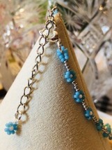 Turquoise Bracelet Flowers Silver Heart fashion minimalist NEW Adjustable - £10.18 GBP