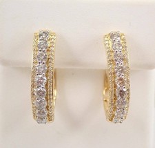 2Ct Round Cut Simulated Diamond Huggie Hoop Earrings 14K Yellow Gold Plated - $139.37