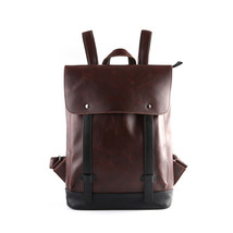 Retro Men&#39;s Backpack Bag Crazy Horse Leather Backpack Men School Backpack Colleg - £55.39 GBP