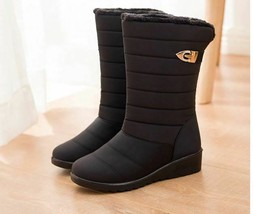 Women&#39;s Nylon Winter Non-slip Waterproof Wedge Plush Lined Snow Boots Si... - £42.77 GBP+