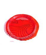 Cherry Red Creative Art Glass Platter 14 inches Triangles and Wave Desig... - $24.99