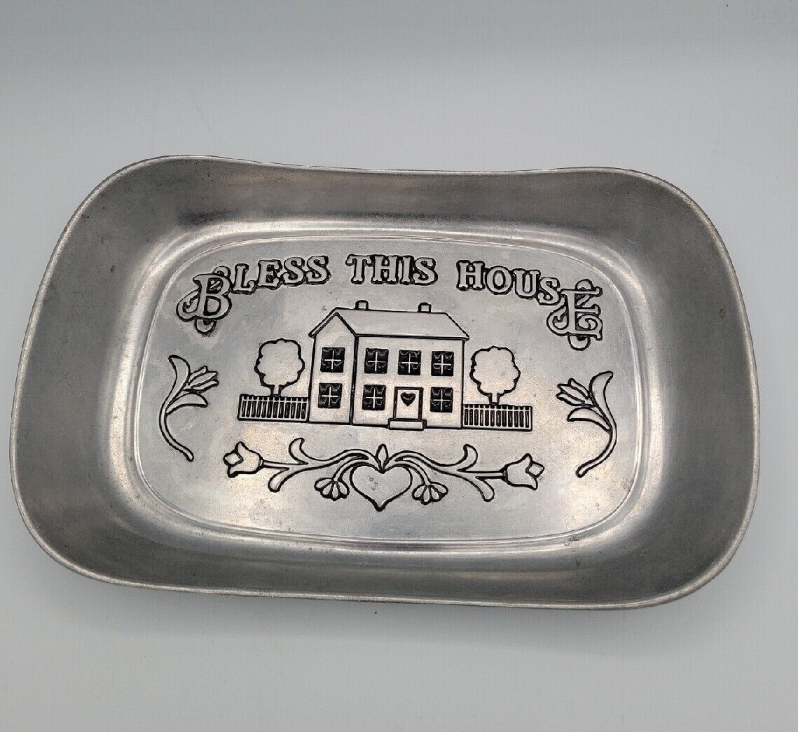 Primary image for Wilton Armetale Bread Serving Tray "Bless this House"  Durable ALUMINUM Metal