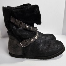 Venus Womens Boots Size 10 Faux Fur lined Belted Stud Embellished Cozy Feet - £12.97 GBP