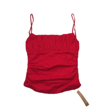 NWT Reformation Tiana Top in Lipstick Red Organic Stretch Cotton Ruched Tank 6 - £60.71 GBP