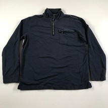 Nautica Shirt Mens Medium Navy Blue Quarter Zip Chest Pocket Long Sleeve Thick - £9.54 GBP