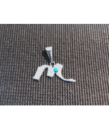 .925 Sterling Silver Initial &quot;M&quot; with Kingman Turquoise - £35.28 GBP