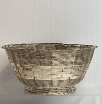 Vintage Woven Silver Toned Metal Basket - £12.61 GBP