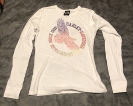Harley Davidson T Shirt Top Womans M Waffle White Long Sleeve Twin Cities - £14.86 GBP