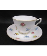 Crown Staffordshire Tea Cup/Saucer Fine English Rose Pansy Gold Gilt [95j] - $54.45
