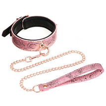 Collar And Leash Micro Fiber Snake Print With Leather Lining - £59.57 GBP