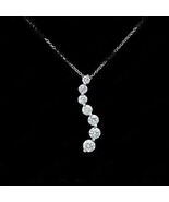2.00 CT Round Cut Moissanite Journey Pendant Necklace 14k White Gold Plated - $54.45