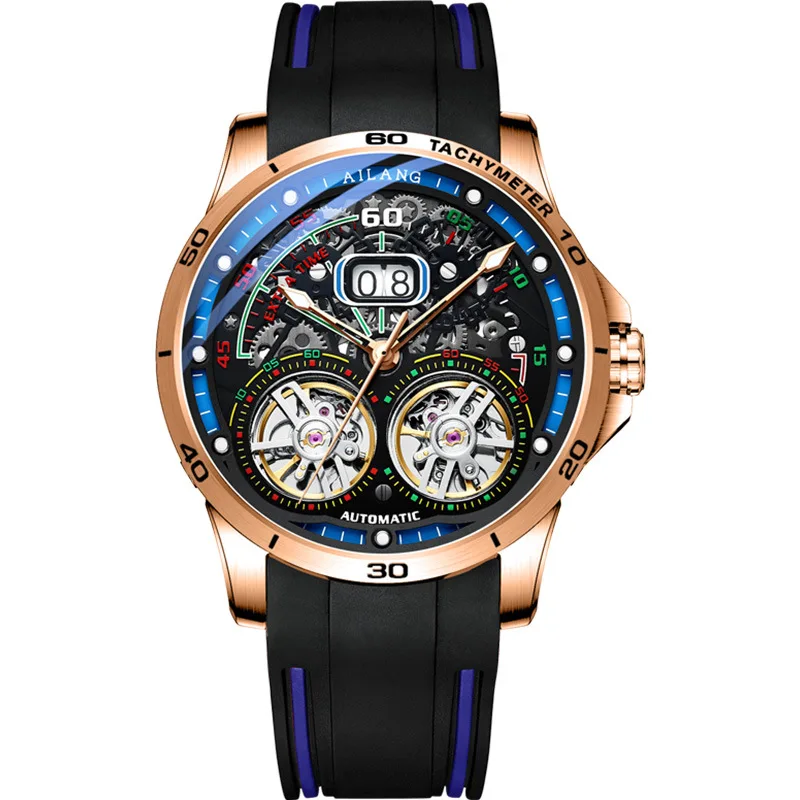  Super Cool Double Tourbillon Automatic Mechanical Watch  Men  Luminous Waterpro - £83.84 GBP