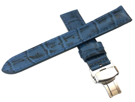 19mm 20mm 21mm 22mm 23mm 24mm Blue Watch Band strap Deployment Silver Buckle - £15.97 GBP