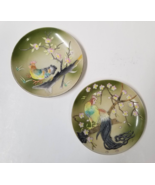 2 Handpainted Plates 3D Asian Chicken Rooster Painted Flowers Pink Textured - £16.51 GBP