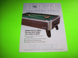 Valley EL TIGRE Home Billiards Pool Table NOS Original Vintage Promo Sal... - £13.05 GBP