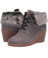 Cole Haan Coralie Wedge Boots Gray Size 6 Ankle Bootie Faux Fur Suede Wa... - £70.15 GBP