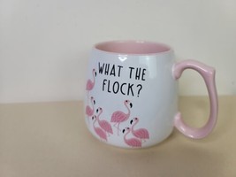 Vintage Flamingo Mug Pink Inside Heavy &quot;What the Fock&quot;  4 Inches - £12.51 GBP