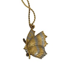 Necklace Butterfly Pendant 1928 gold silver tone 16&#39; chain - $13.86