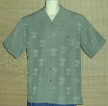 Bruno Hawaiian Shirt Green Silk Palm Trees Size Medium - £17.22 GBP