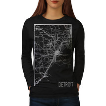 Wellcoda America City Detroit Womens Long Sleeve T-shirt, Town Casual Design - £18.90 GBP