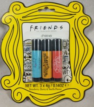 Friends TV Show Lip Balm Trio Set of 3  Strawberry Vanilla Cherry  - £12.30 GBP