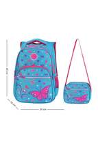 Frequency Turquoise Butterfly Pattern Primary School Backpack And Lunch Box - $72.00