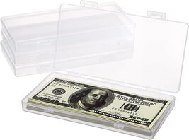 4 Pack Plastic Money Organizer Clear Cash Box with Lid Flat Money Saving... - $13.10