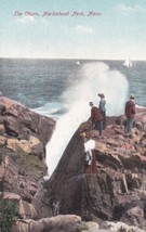 Churn Marblehead Neck Massachusetts Shoreline Sailboats Ocean Waves Postcard D50 - £2.34 GBP