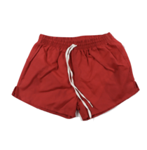 NOS Vintage 90s Youth Medium Blank Lined Nylon Running Jogging Soccer Shorts Red - £18.92 GBP