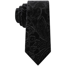 SEAN JOHN Black Paisley Velvet Pindot Tail Slim Tie - £14.94 GBP