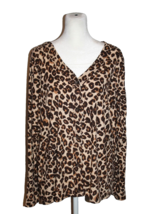 Eye Candy Shirt Women&#39;s Long Sleeve Faux Button Front Animal Print Plus Size 2X - £14.38 GBP