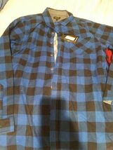 Boohoo-Man Mens Blue Plaid Long Sleeve Button-Up Shirt Size L Front Pocket - $19.99